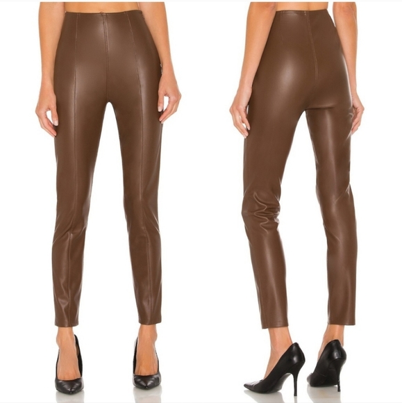 We the Free Spitfire Stacked Faux Leather Skinny Pants Wild Mustang Size 24 NWT - Picture 2 of 13